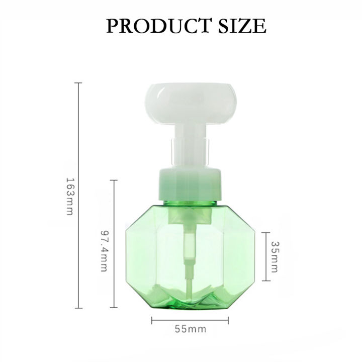 300ml-shower-foam-pump-bottle-empty-lotions-refillable-bottle-separate-bottling-foaming-pump-empty-bottle-flower-shape-foam-liquid-soap-dispenser