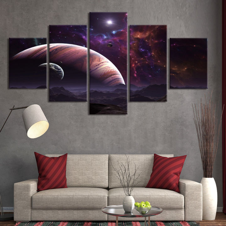 Yohoo 5 Piece Space Universe Wall Art lukisan kanvas poster dinding dan ...