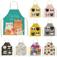 Cute Cartoon Cat Apron Baking Accessories Aprons for Women Apron Kitchen Cooking Accessories Cafe Apron for Men Kitchen Apron