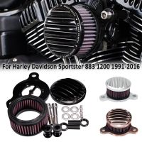 ☏ระบบกรองอากาศเข้าสำหรับ Harley-Davidson Sportster 883 1200เหล็ก883รถจักรยานยนต์1991 2016ระบบกรองตัวฟอกอากาศของ CNC อะลูมิเนียม2009-2016