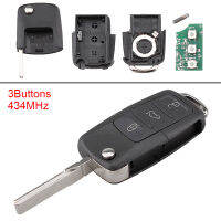 434MHz 3ปุ่ม Keyless Uncut Flip Remote Key Fob พร้อมชิป ID48 1J0959753DA