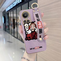 เคสโทรศัพท์มือถือเคสสำหรับ OPPO Reno10 Pro 5G Motorola Moto G53 5G (พร้อมสายรัดข้อมือ) เคสขอบสี่เหลี่ยมนิ่มลายการ์ตูนเคสเคสโทรศัพท์นิ่มชุบหรูหรา