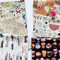 Vintage newspaper woman Coffee Butterfly Map Cotton Fabric Sew Clothes Dress Fabrics DIY Quilting Needlework Patchwork Material Exercise Bands