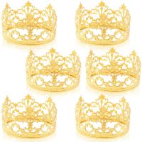 6Pcs Gold Mini Crown Cake Topper Prince Princess Small Tiara Cupcake Toppers Birthday Cake Crown Topper