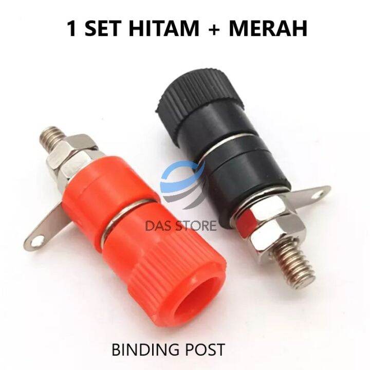 Binding Post Female Connector 4mm Terminal Banana Plug 1 Set hitam dan ...