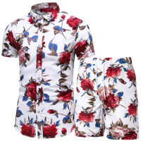 Men 2 Piece Set Summer Shorts Set Man Printed Shirt and Shorts Set Beach Wear Board Shorts Hawaiian Shirt Set Fashion Clothing