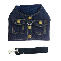 Denim jacket chest back dog chest strap dog vest wholesale spot wholesale Teddy Pomeranian small dog leash