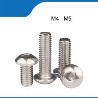 High Quality 50/100Pcs M4  M5   Hot Sell Stainless Steel 304 Round Head Screws Mushroom Hexagon hex Socket Button Head Screw Nails Screws  Fasteners