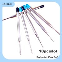 SARAHBOWSH 10PCS/LOT 0.5mm ร้อน สำนักงาน ลายเซ็น โลหะ หมึกสีน้ำเงิน/ดำ แกนกลางปลายปากกา ปากกาลูกลื่นแบบเติม