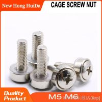 ☋♛☏ Cage Screw Nut and Mounting Bolt Washer Thread Metric Square Hole Insert Nut Rack Mount Screw Hardware 304 Stainless Steel M5 M6