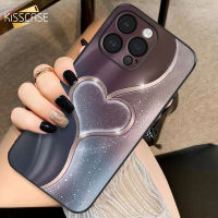 KISSCASE เคสโทรศัพท์กากเพชรหัวใจหรูหราสำหรับ Iphone 15 14 13 11 Pro Max 15 14 Plus ปกป้องเลนส์สไตล์ In TPU ฝาหลังกันกระแทกกันตกสำหรับ Iphone 15 14 13 12 11