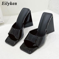 Eilyken Womens Shallow Square Toe Slippers Summer New Strange Thick-Soled High Heels Mules Slides Party Nightclub Sandals Shoes