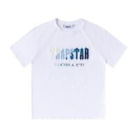 ❧✗ เสื้อยืดแขนสั้น ปักลาย Trapstar สีพื้น สําหรับผู้ชาย และผู้หญิง