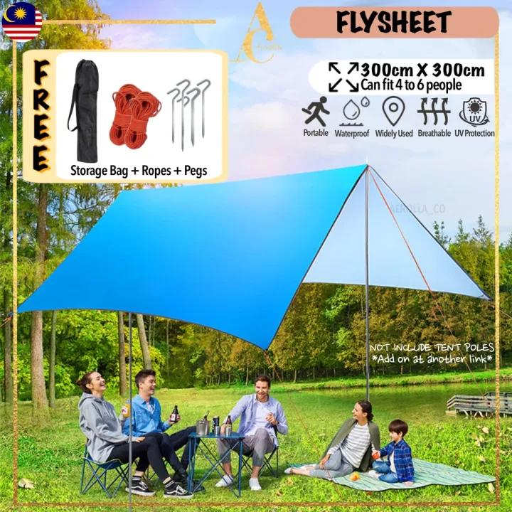 Awning 3x3m Hammock Tent Tarpaulin, Camping Tent Shelter, Full