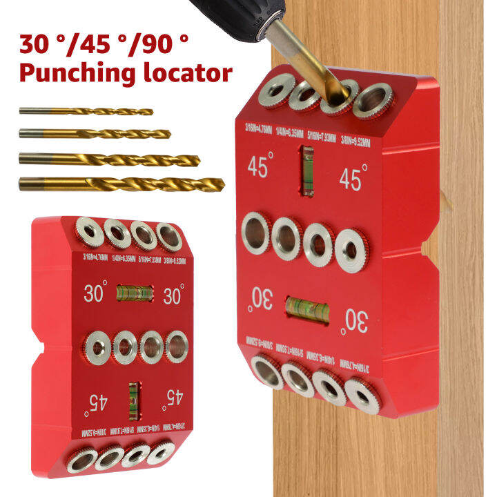 GUFUZI 30 45 90 Angle Drill Guide Jig Aluminum Alloy Drilling Hole