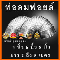 ท่อลมฟรอย 4 6 8 นิ้ว ยาว 2 - 3 เมตร ท่อควัน ท่อไอเสีย ท่อแฟร็ก ท่อยืดหด ท่อแอร์เคลื่อนที่ ท่อเครื่องฟอกอากาศ ท่อระบายอากาศ ท่อลมร้อน(HP302)