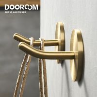 Dooroom Brass Punch Free Bearing Hooks Bathroom Indoor Kitchen Hallway Wall Clothes Hooks Wall Hangings Row Hooks Nordic