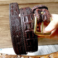 Crocodile Genuine เข็มขัดหนังจระเข้แท้ (สีน้ำตาล) พร้อมกับโหนกสวยๆ รุ่น 2 กระดูกคู่ เป็นหนังแผ่นเดียวยาวตลอดเส้น 47 นิ้ว