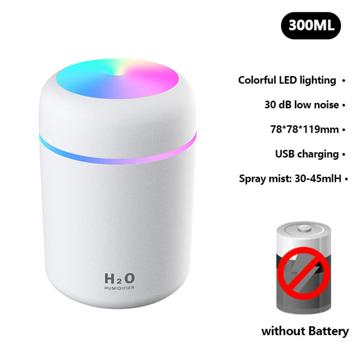 300ml Air Humidifier USB Ultrasonic Aroma Essential Oil Diffuser Romantic Soft Light Humidifier Mini Cool Mist Maker Purifier