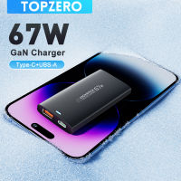 TOPZERO 67W USB C GaN บางเฉียบพอร์ตชาร์จคู่เร็ว PPS PD ที่ชาร์จพับได้แบบติดผนังบล็อกสำหรับชาร์จเร็วสำหรับโทรศัพท์14 13 Samsung Xiaomi