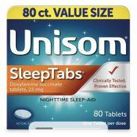 NEW STOCK 80 เม็ด ช่วยการนอนหลับ Unisom SleepTabs Nighttime Sleep-aid, Doxylamine Succinate