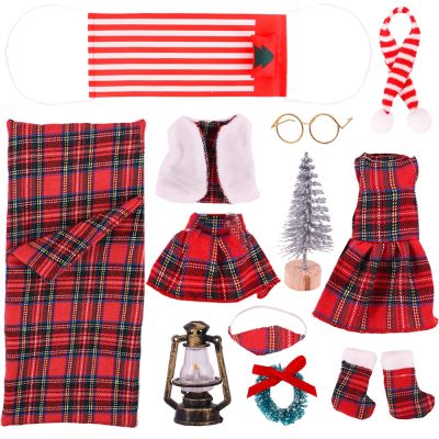 【ของเล่นตุ๊กตา】 Big Elf Doll Clothes Pajamas Christmas Accessories Sleepping Bag Eye Mask Scarf Hammock Set Coat Cloak Kawaii Snowman Toys Gift