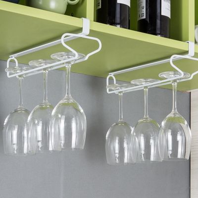 2Pcs Wine Glass Holder, Upside Down Drain Punch-Free Wire Simple Cabinet Stemware Rack Wine Rack