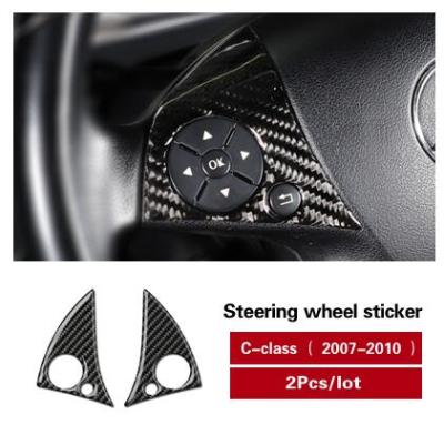 For Mercedes W204 2007-10 C Class Carbon Fiber Car Modification Interior Button Stickers Steering Wheel Car Buttons Cover