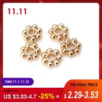 40PCS 4MM 5MM 6MM 7MM High Quality Champagne 24K Gold Color Plated Brass Bracelets Flower Spacer Beads Diy Jewelry Accessories