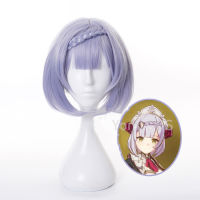 2021Game Genshin Impact Noelle Light Purple Short Hair Wig Role Play Cosplay Props Heat Resistant Synthetic Hair Removable Whip