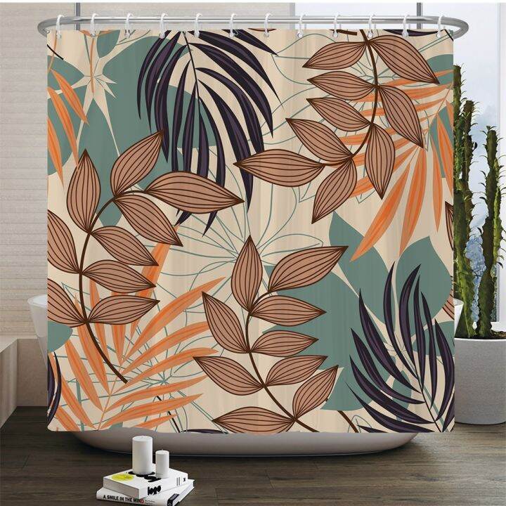 cw-trees-leaves-shower-curtain-polyester-printing-curtains-for-with-hooks