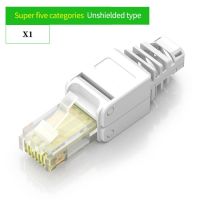 1ชิ้นตัวเชื่อมต่อ Rj45ทองผ่านสายอีเธอร์เน็ตปลั๊กโมดูล Rj-45เครือข่ายหัวคริสตัล Cat5 Cat5e Cat6 Cat7