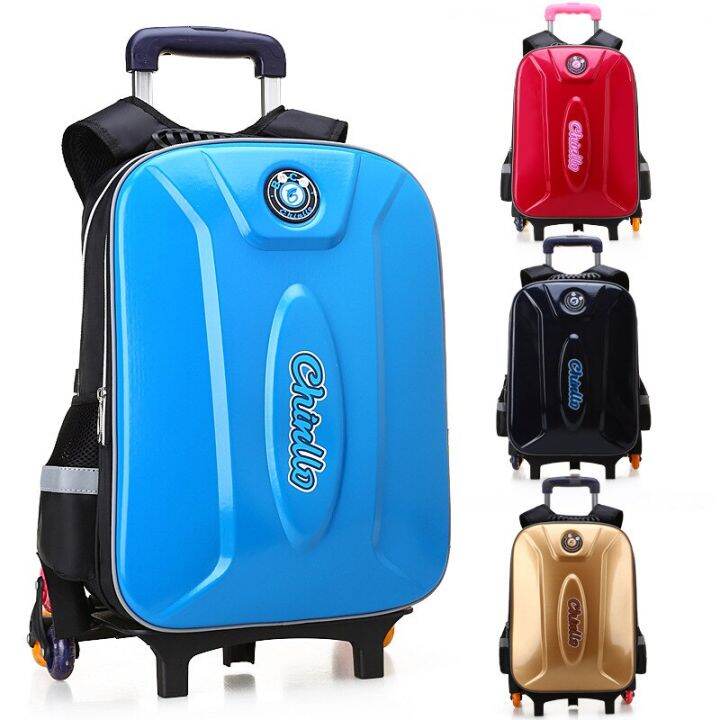 2021 New EVA Waterproof Trolley School Bag For Teenager Boys Girls Can