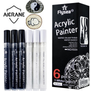 AICRANE 6pcs 0.7mm 3.0mmAcrylic Markers Set Painting Pen Permanent Marker