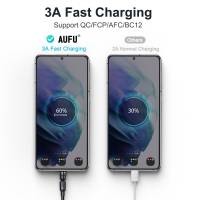 AUFU 5แพ็คสายแม่เหล็ก3A Fast Charging Micro USB Type C สำหรับ Xiaomi แม่เหล็ก Charger สายไฟสาย USB 1M 2M