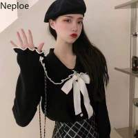 Neploe Sweet Sweaters Women Chic Peter Pan Collar Loose Jumper Pull Femme 2022 Korean Clothing Preppy Style Knit Pullovers Tops