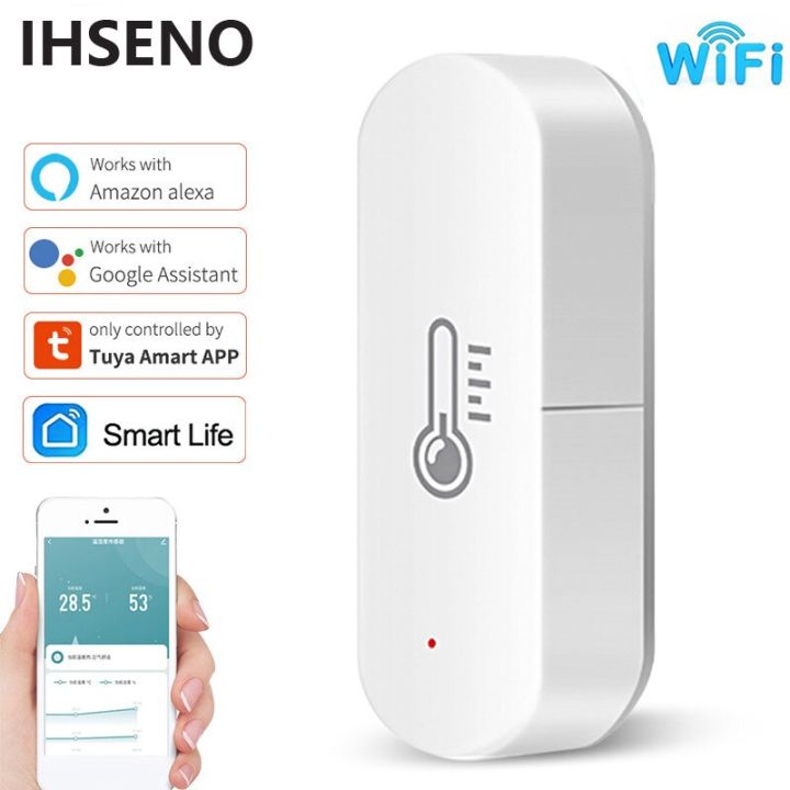 ihseno-tuya-wifi-เซ็นเซอร์วัดอุณหภูมิความชื้นชีวิตอัจฉริยะมอนิเตอร์-app-ทำงานกับ-alexa-google-home-ไม่จำเป็นต้องมีฮับ