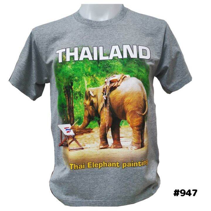 เสื้อยืดผู้ชายเกาหลี-เสื้อยืดผู้ชายแขนสั้น-เสื้อยืด-แขนสั้น-สกรีน-ลายช้าง-no-947-souvenir-tshirt-ของฝากชาวต่างชาติ-เสื้อคนอ้วน-เสื้อคู่-เสื้อทีม-เสื้อครอบครัว-เสื้อยืดผู้ชายเท่ๆ