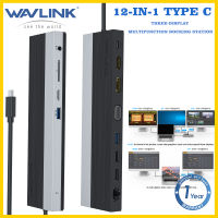 Wavlink USB C Triple Display HUB Docking Station USB C TO DP, HDMI , VGA, USB2.0/3.0 A, Gigabit Ethernet, sd/tf Card Reader, 3.5มม. โทรศัพท์พอร์ต Multi-Port Converter สำหรับ MacBook Pro 2016-2020และ Windows USB3.1 Gen2 C แล็ปท็อป