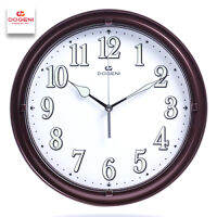 Velashop นาฬิกาแขวนผนังโดกีนี่ DOGENI Wall Clock ขนาด 12 นิ้ว เข็มเดินเรียบ ไม่มีเสียงเดิน มีพรายน้ำ สีน้ำตาล รุ่น WNP024DB, WNP024