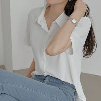 Summer thin design feeling small French drape show thin white shirt female commuter professional OL temperament shirt