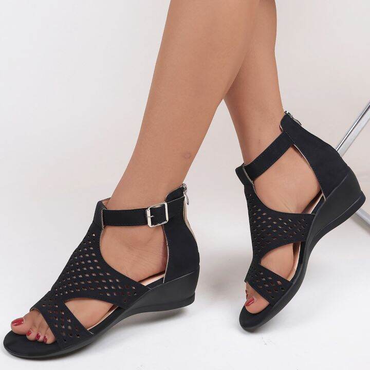 hot-dt-zip-back-hollow-out-wedge-sandals-causal-shoes-toe-huarache-womens-w-sandalias