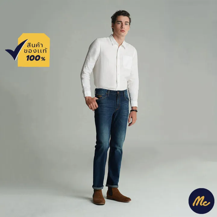 mc-jeans-กางเกงยีนส์ผู้ชาย-กางเกงขาตรง-กางเกงยีนส์-ริมแดง-mc-red-selvedge-สียีนส์-ทรงสวย-ใส่สบาย-maiz037