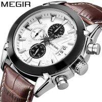 MEGIR/Meiger multi-function chronograph watch true three-eye six-needle mens watch waterproof luminous calendar watch 【QYUE】