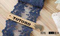 2 Meters Bilateral Cotton Lace Mesh Navy Blue Embroidered Lace Trim Fabric Children Garment Accessories 11.5cm Width Bumper Stickers  Decals  Magnets