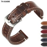 New high-end retro oil wax leather watch strap 20mm 22mm mens anti-sweat and fade