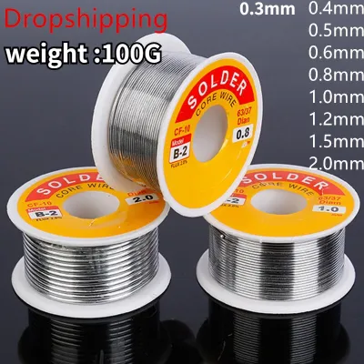 100g Solder Wire Rosin Core No Clear Tin Wire High Purity Various Electronic Welding Iron Reel 0.4/0.5/0.6/0.8/1.0/1.2/1.5/2.0mm