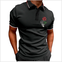 Premium MenS Polo Print Stitched Short Sleeve Top Mens Polo Tops Printed Clothing Fashion Summer New Leisure Street Man Polo