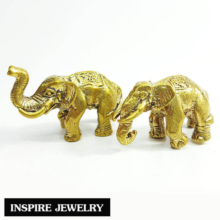 inspire-jewelry-ช้างนำโชค-1-คู่-เสริมดวง-ทองเหลืองจิ๋ว-2-cm