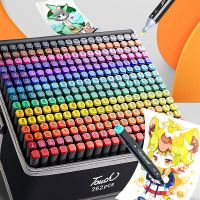 24 Color Markers Pen Set Double Head Oily Drawing Highlighter Aesthetic Professional Marker Manga Art School Supplies Stationery Highlighters Markers